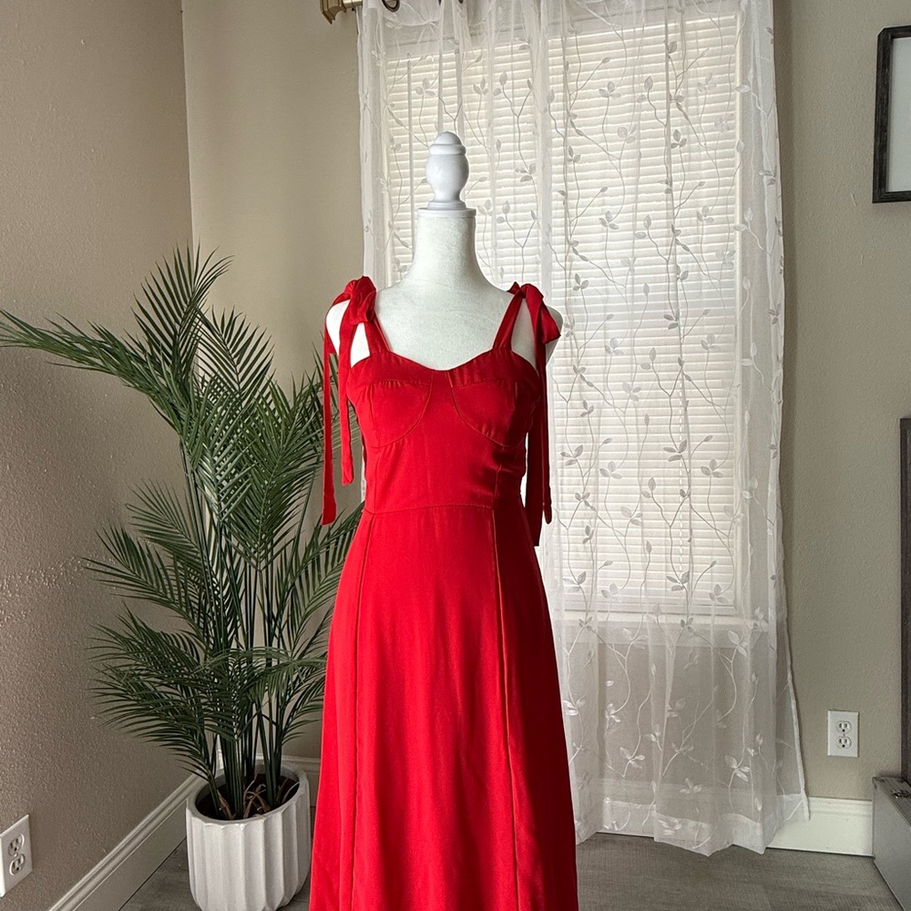 Elegant Red Dress with Tie Straps